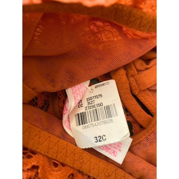 Pink Victoria's Secret Ornge Lace Front Hook Bra Size 32C - Picture 7 of 8